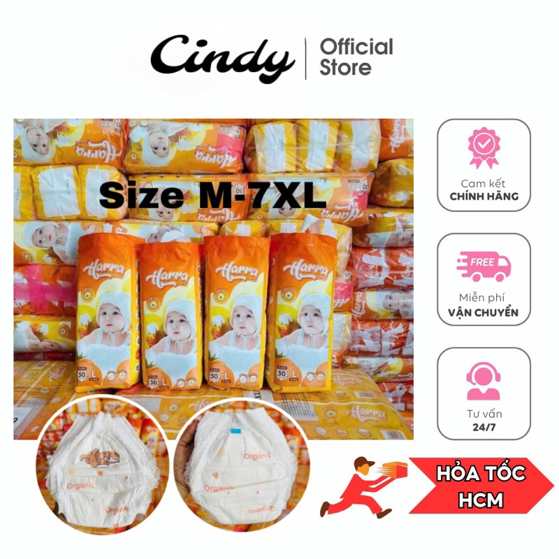 [RẺ VÔ ĐỊCH] 100 miếng Bỉm HARRA đủ size M đến 7XL