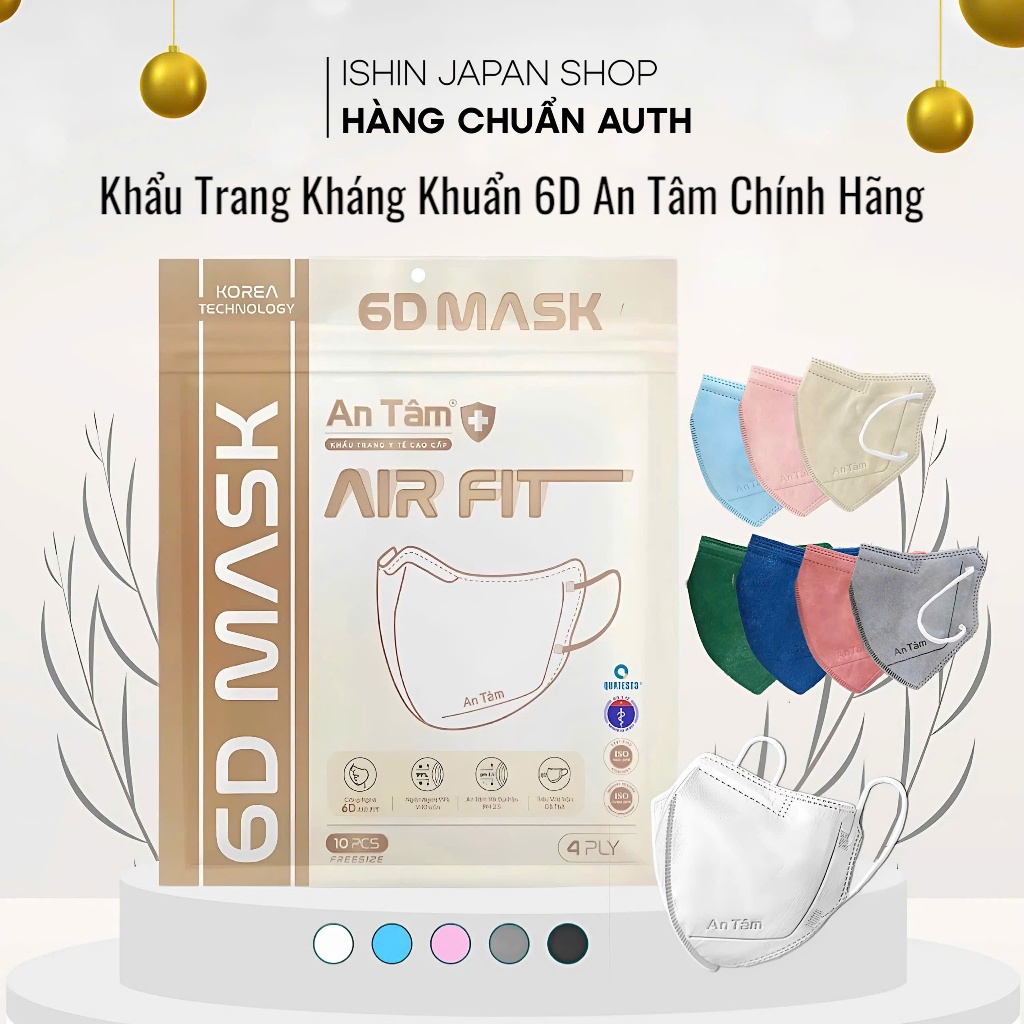 Khẩu Trang Kháng Khuẩn 6D Chính Hãng An Tâm Chống Tia UV, Ôm Sát Khuôn Mặt