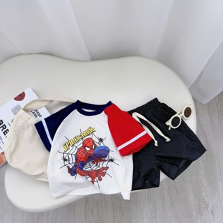 Quần áo bé trai, bộ cộc tay bé trai in hình siêu nhân nhện chất cotton cao cấp cho bé từ 10-28kg DOLY KIDS Q668