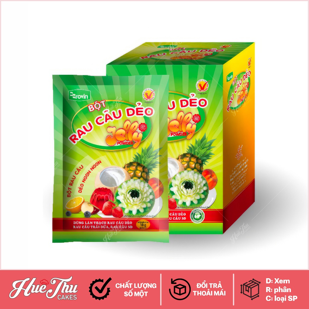 Hộp 12 gói bột rau câu dẻo (jelly) Rovin