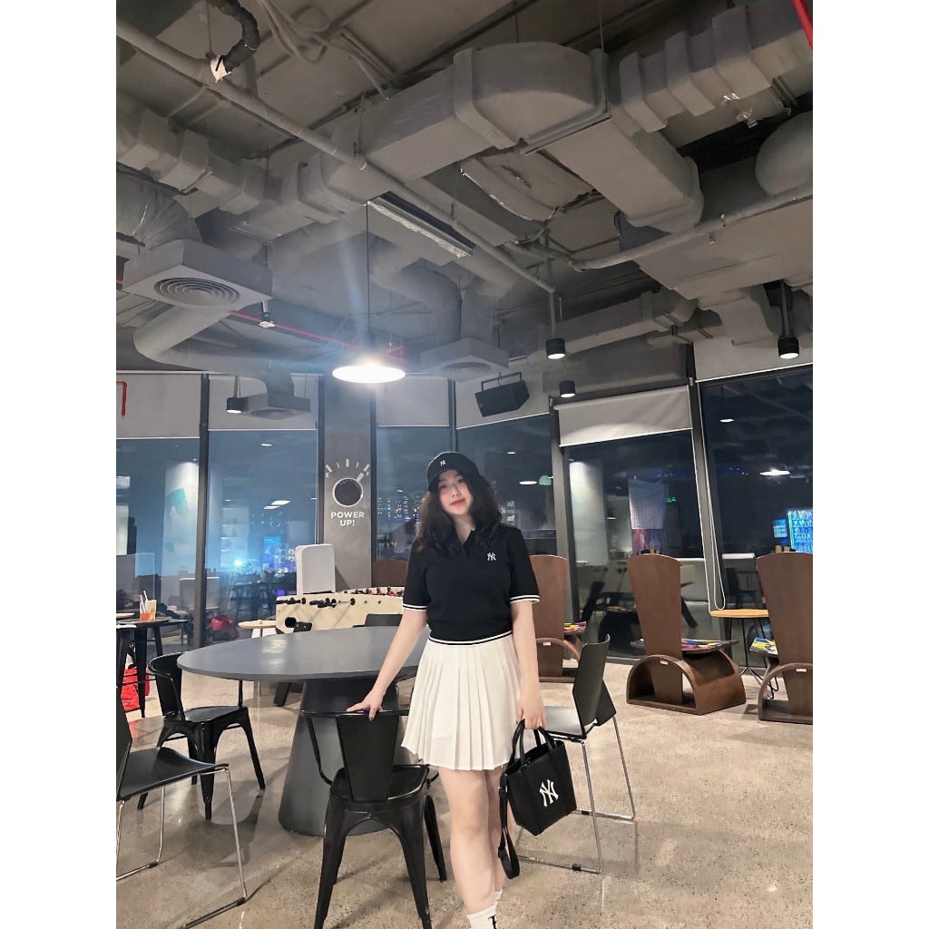 [100% AUTHENTIC - KÈM ẢNH THẬT] Áo Polo Dáng Ngắn MLB Women's Basic Crop Polo T-Shirts NEW YORK YANK