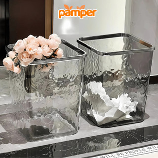  Sọt Rác Trong Suốt Vân Kim Cương PAMPER Thùng Đựng Rác Không Nắp Xô Đa Năng Đựng Đồ Tiện Lợi 