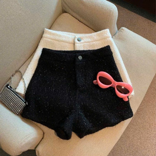 Quần Đùi Nữ Chất Dạ Bling 2 lớp, Quần Short Cạp Cao Nhũ Xinh Okélla (quần 2 lớp xịn)