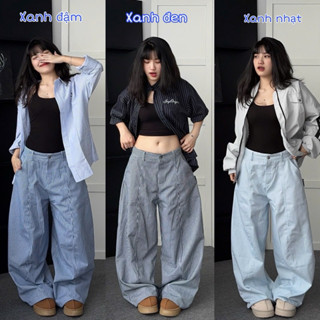 Quần dài KẺ SỌC KAKI SUMMER ống rộng màu ĐEN/XANH/HỒNG lưng chun dây rút vải kaki form suông nam nữ unisex Jaystoree 🖤