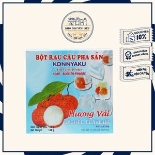 Bột Rau Câu Hương Vải Konnyaku - Rau Câu Pha Sẵn Hương Vải - Hộp 140g