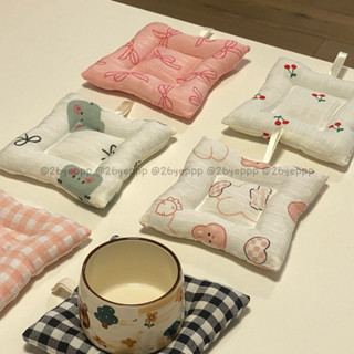 Lót ly, lót cốc vải vuông chần bông hoạ tiết xinh yêu from @26yeppp【New Collection】