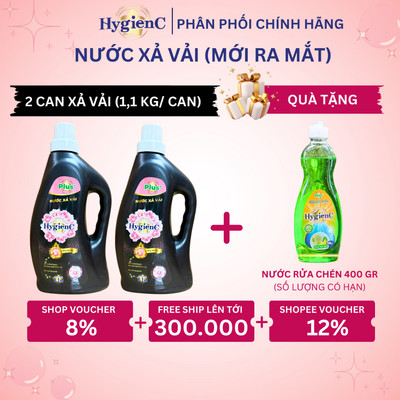 Nước Xả Vải HYGIENC PLUS 1,1 Kg/ Can Hương Nước Hoa - Đậm Đặc, Làm Mềm Vải, Lưu Hương Bền Lâu