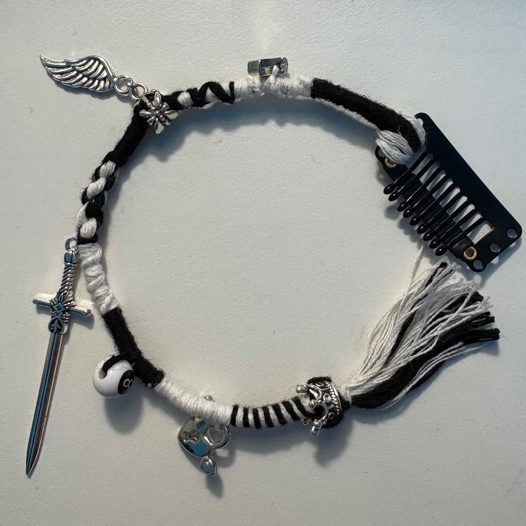 Hairwrap tone trắng đen, hairclip, kẹp phụ kiện trang trí tóc