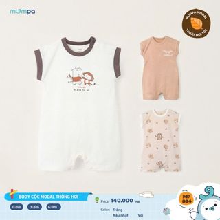 Bodysuit cộc tay cho bé sơ sinh Mompa cúc vai 0-9 tháng vải Modal lỗ thông hơi thoáng khí 884