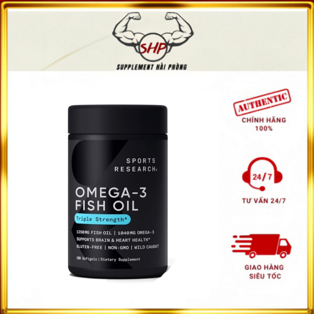 Viên dầu cá SR Triple Strength Omega-3 Fish Oil Hỗ trợ sức khỏe mắt, tim, não bộ ( 180 viên) tại Sup