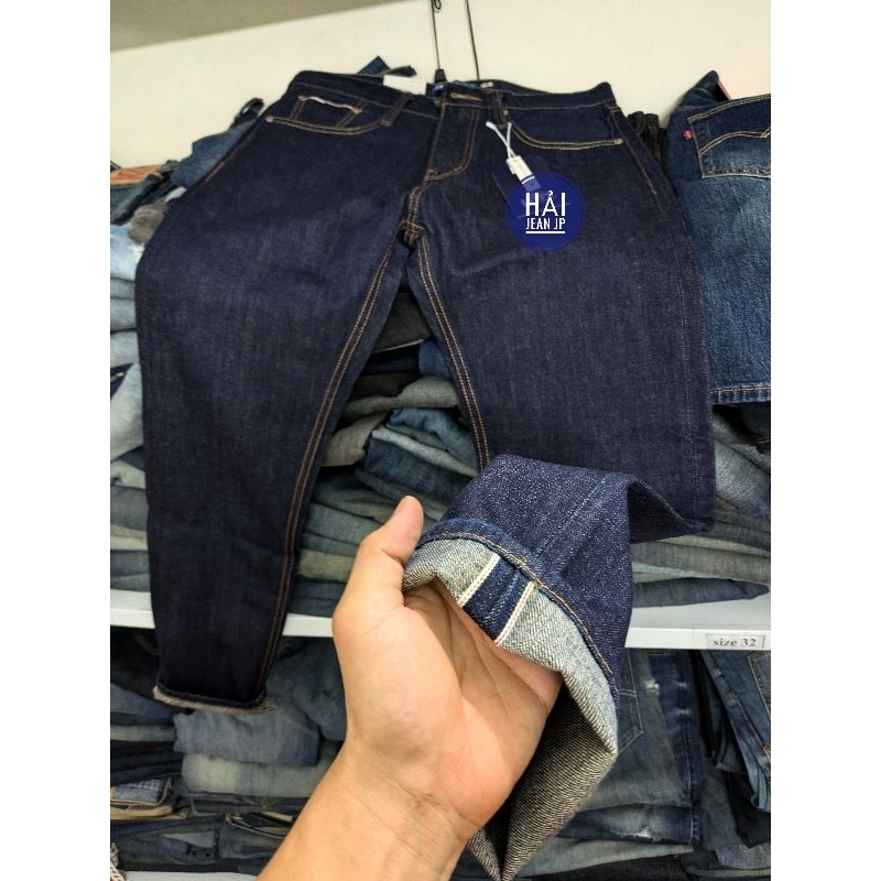 [loại vải jean cao cấp] quần jean nam lv vải nhật selvedge denim xanh tím than indigo