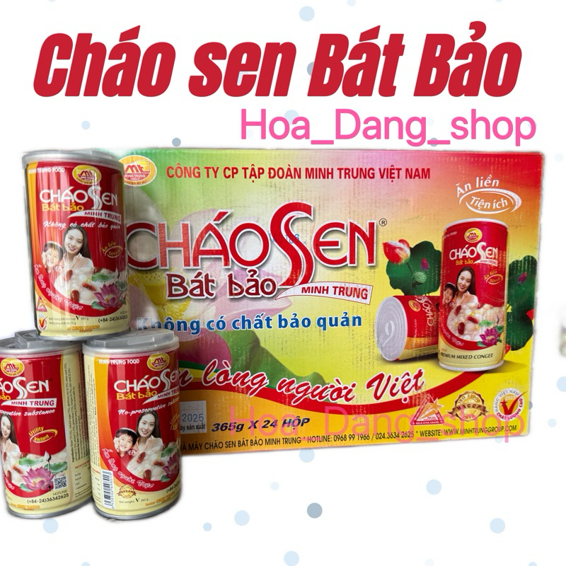 cháo sen bát bảo cháo ăn liền Minh Trung Food nhiều vị lon 355g