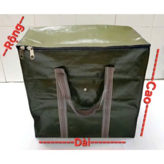 Túi bạt đựng quần áo và hàng hóa loại bạt dày màu xanh rêu có nhiều kích thước lựa chọn.