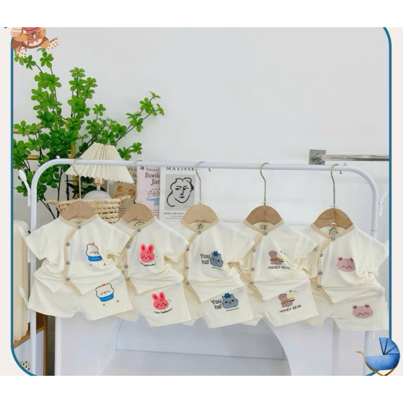 Combo 3-5 bộ cộc tay sơ sinh chất vải thun lạnh mềm mịn cho bé sơ sinh size 0-9 tháng CL07