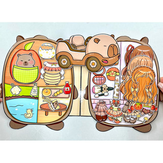 Đồ chơi bóc dán Balo Capybara size to - Búp bê giấy Capybara, Xe mini Capy