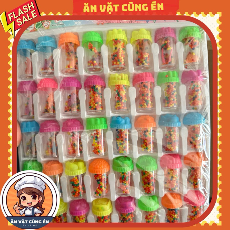 Sỉ vỉ 40 lọ hạt nở trang trí kèm con vật, lọ hạt nở kèm con nở to, nở tinh thể nhiều màu