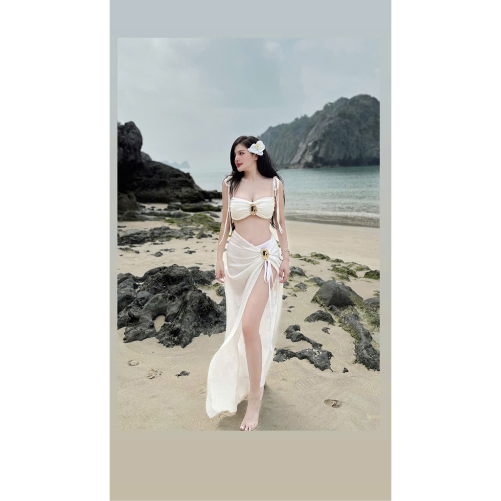 [ BKN979] Bikini đồ bơi đi biển set ba món HAI TANG VÀNG chất ren mềm sang xịn Hà BiKiNi | BigBuy360 - bigbuy360.vn