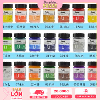 Màu Poster Pentel 30ml – Bán Lẻ Từng Màu, Chất Màu Đậm Nét, Lên Chuẩn,  Dụng Cụ Học Mỹ Thuật