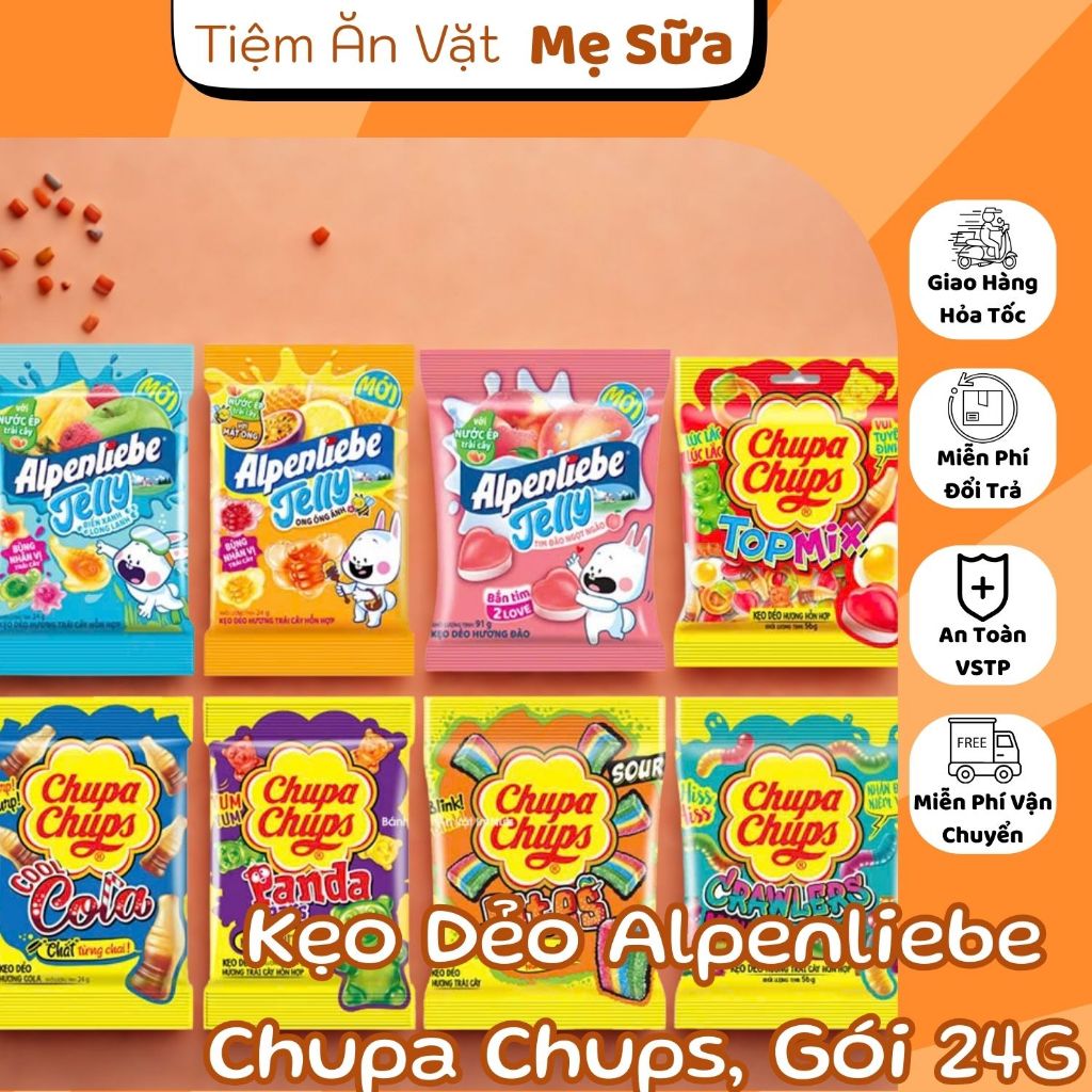 KẸO DẺO HỖN HỢP CHUPA CHUPS, KẸO CHUPA CHUPS BITES, KẸO DẺO ALPENLIEBE NHIỀU VỊ