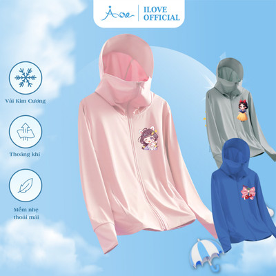 [Mới] Áo chống nắng cho bé gái AORE, Áo choàng chống nắng hình Công Chúa, Hoạt hình Disney chống tia UV 9-35kg