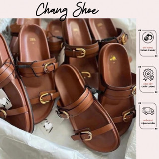 (Sẵn) Dép Sandal nữ Z.R quai ngang mũi tròn hai màu cá tính mới nhất 7588-3