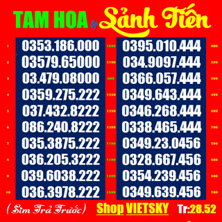  Sim Viettel Tam hoa Sảnh tiến Tr 28,51.52a Sim mới 100% chưa đăng kí Sim phủ sóng toàn quốc 