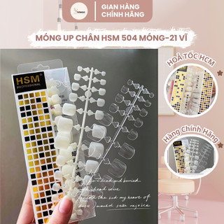 Móng dán chân HSM hộp 504 móng giả phom dài ngắn  móng úp  dạng vỉ màu trong suốt 