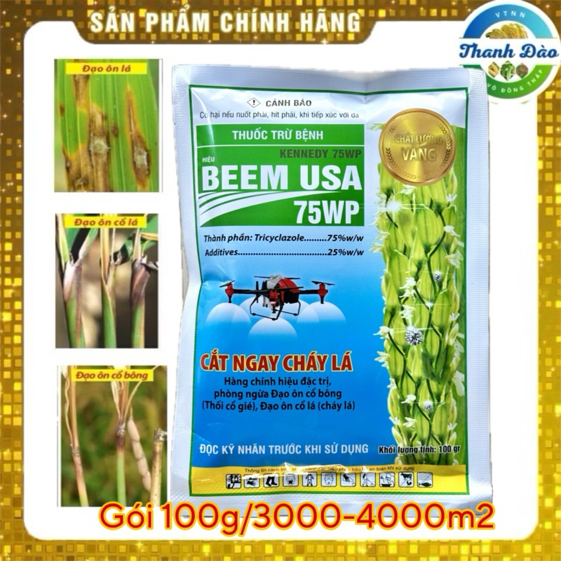 BEEM USA 75WP (beam usa 75% tricy) gói 100g đặc tr đạo ôn lá, đạo ôn cổ bông, khô nhanh vết bệnh #bi