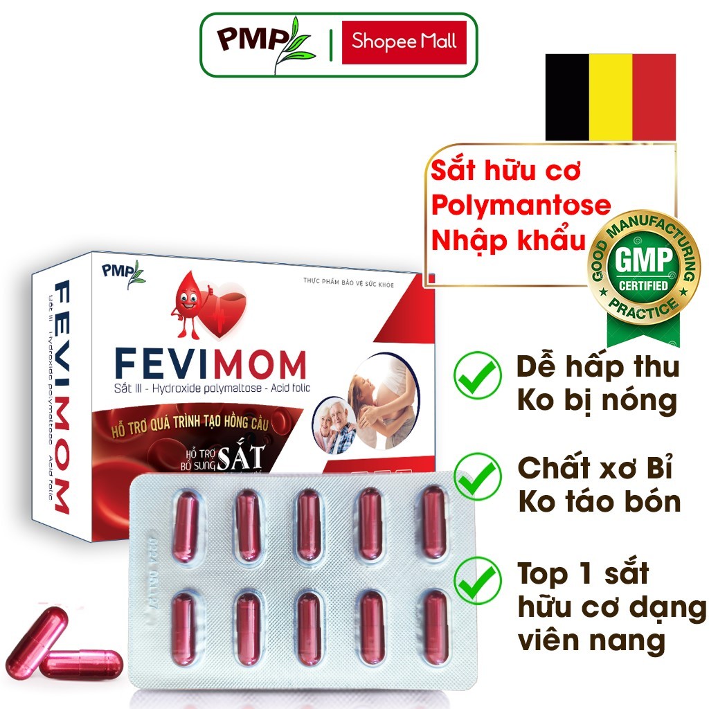  Sắt Hữu Cơ cho bà bầu Fevimom - Bổ Sung Sắt Cho Mẹ Bầu Sau Sinh Người Thiếu Máu Thiếu Sắt 