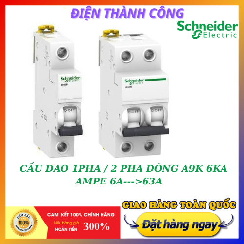 Cầu dao tự động, MCB , CB tép Schneider Acti9 iC60N 1P,2P 6kA, 230V, C curve 6A - 63A