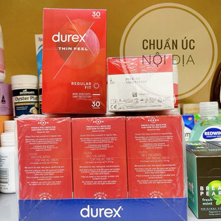 HSD 2029 [Có che tên]  Bao Cao Su Durex Thin Feel Fetherlite hàng ÚC 30 chiếc