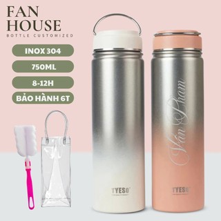  Bình giữ nhiệt Tyeso Gradient 750ml bình nước giữ nhiệt 16h Fan House inox 304 có quai xách tiện lợi 