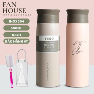 Bình giữ nhiệt 16h Tyeso Favour 500ml cao cấp bình giữ nhiệt chính hãng inox 304 Fan House khắc tên