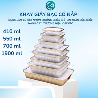  Combo 10 Khay giấy bạc Hộp Giấy Bạc - Hộp Nhôm dùng một lần nhiều kích thước Vừa và Lớn 