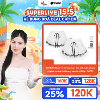 [Võ Hà Linh x Moná] COMBO 2 Chân váy nữ ngắn xoè hoạ tiết chấm bi caro nhí phối ren lưới thời trang mùa hè MONÁ - DOTTY