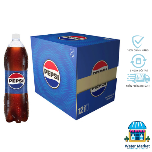 Thùng 12 Chai Nước Ngọt Có Gaz Pepsi (1,5L/chai)