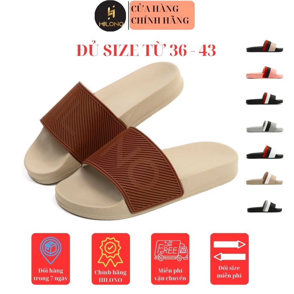 (Size 40-43) Dép Quai Ngang Unisex Nam Nữ Chính Hãng HILONO Kiểu Dáng Thời Trang, Đế PU Êm Ái - BHLN