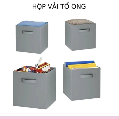 Hộp Vải - Hộp Đựng Đồ Kích Thước Chuẩn Với Kệ Sách Hình Tổ Ong