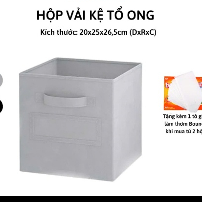  Hộp Vải - Hộp Đựng Đồ Kích Thước Chuẩn Với Kệ Sách Hình Tổ Ong 