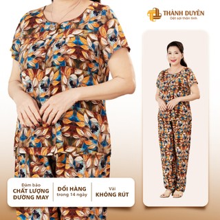  Đồ bộ Tole nữ trung niên mặc nhà Thành Duyên bông quần dài không rút thoáng mát  1F  - 1593TCD 
