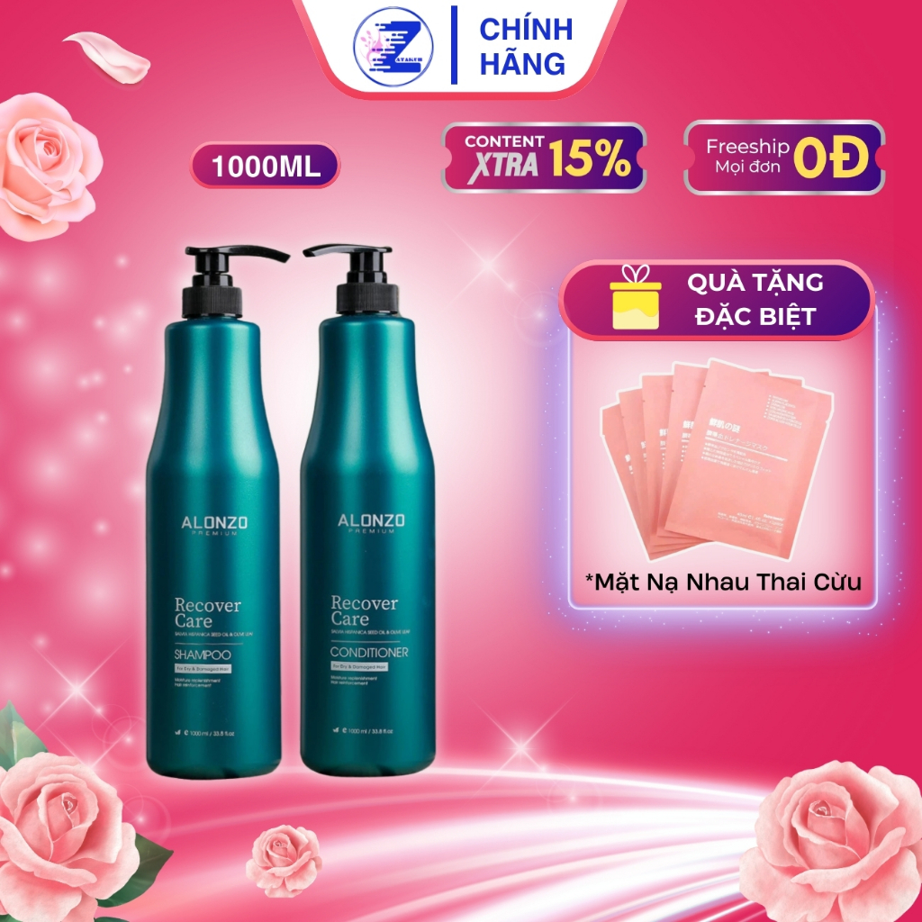 Dầu gội xả Alonzo Recover Care cho tóc khô và hư tổn 1000mlx2