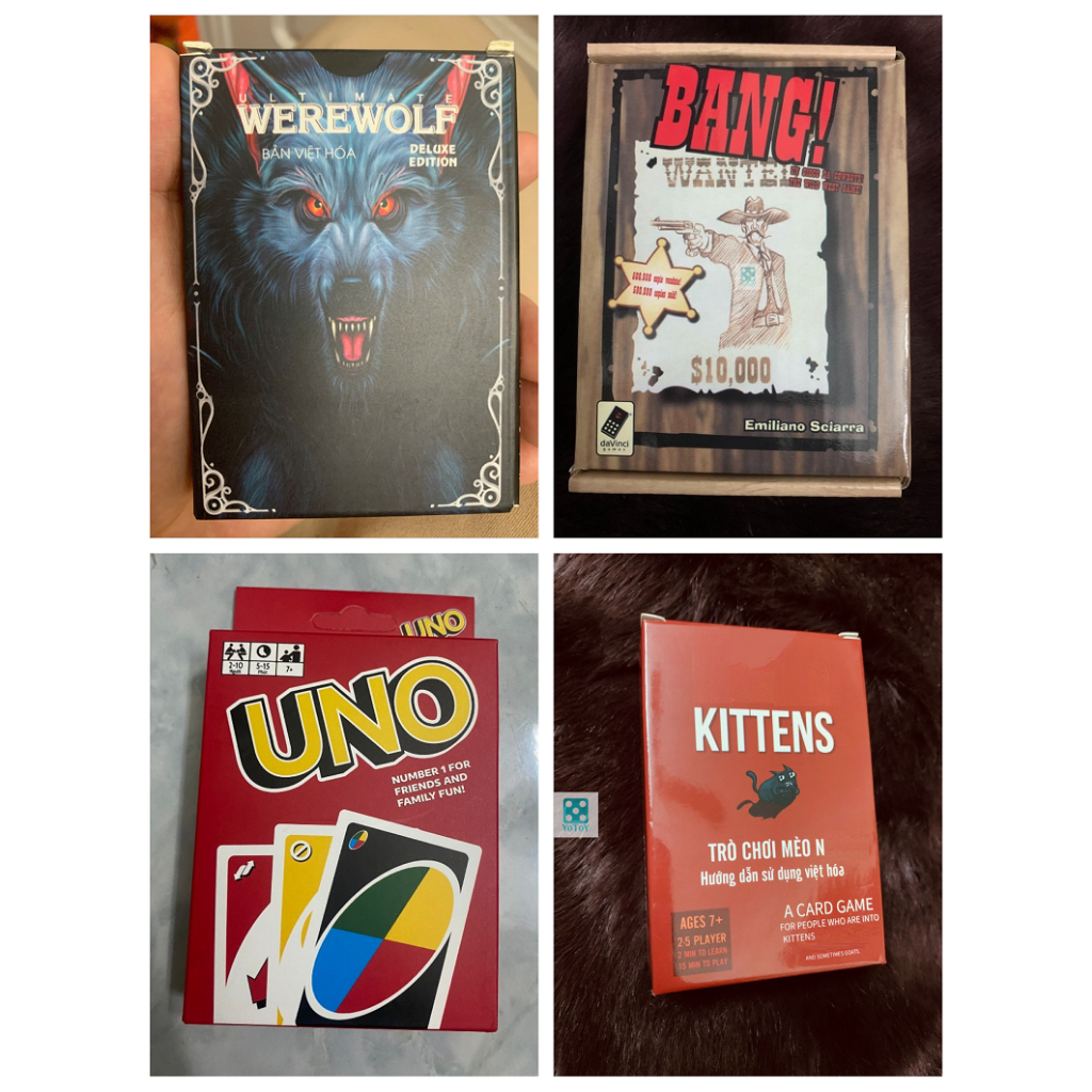Boardgame cơ bản Việt hóa hay dành cho hội nhóm tụ tập (ma sói, uno, bang,....)