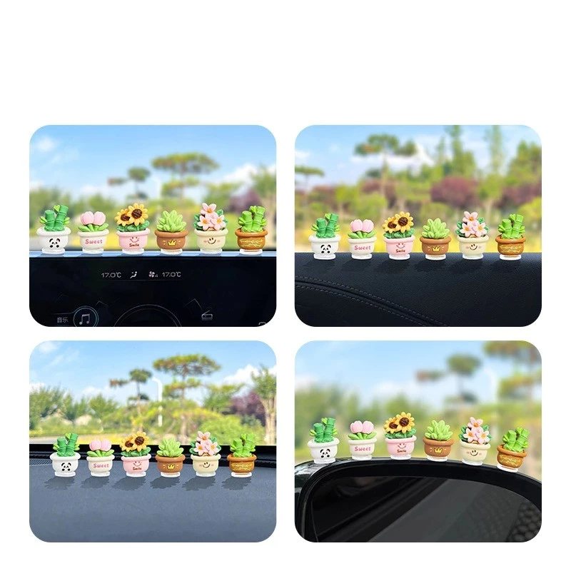 Sét 6 CHẬU CÂY MINI đặt bàn làm việc, bàn học, taplo ô tô cực kì dễ thương