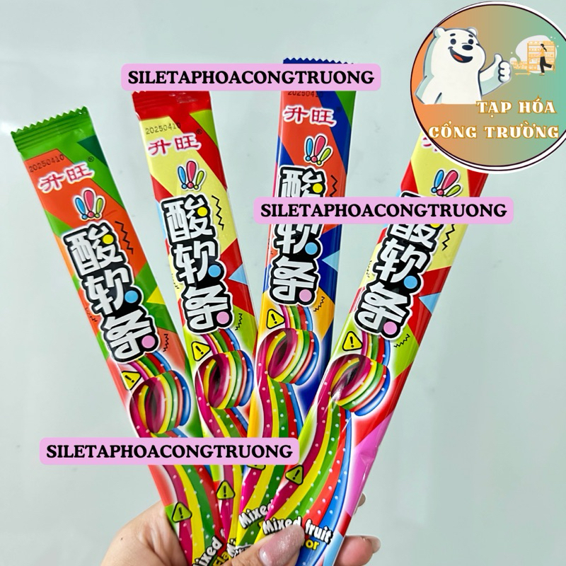 Hộp 30c kẹo dẻo cuộn cầu vồng 30cm kẹo dẻo chua cầu vồng bọc đường vị trái cây, kẹo dẻo cầu vồng bọc