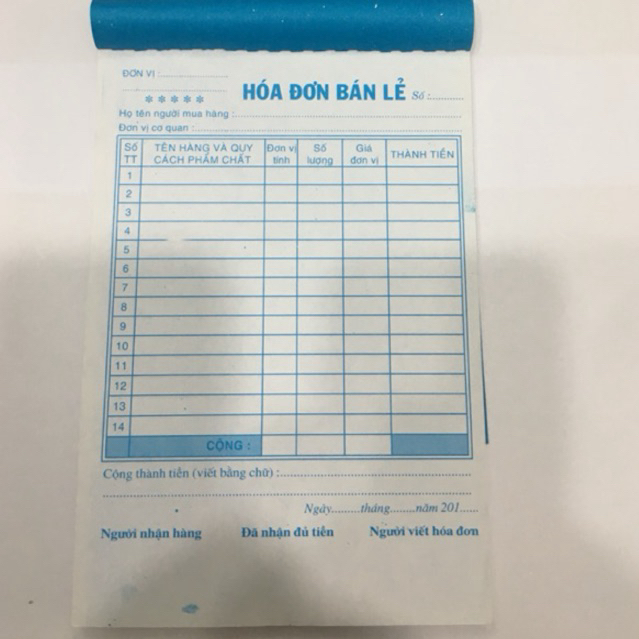 Hoá đơn bán lẻ 2 liên