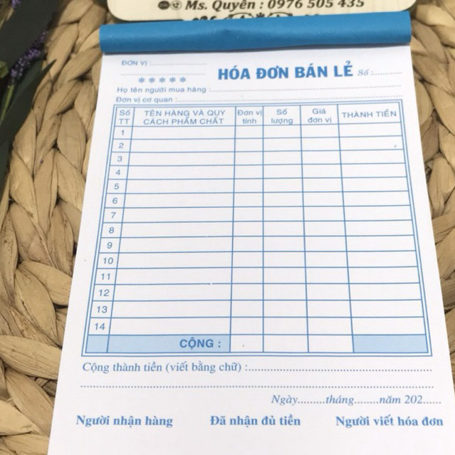 COMBO 10 CUỐN HÓA ĐƠN 1 LIỆN GIẤY FO 100 tờ (NY)