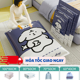Túi hút chân không đựng quần áo chăn màn gấu bông, túi bọc quần áo hút chân tránh ẩm mốc siêu dai dày