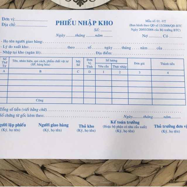 PHIẾU NHẬP KHO 3 LIÊN(150TỜ) (Y)