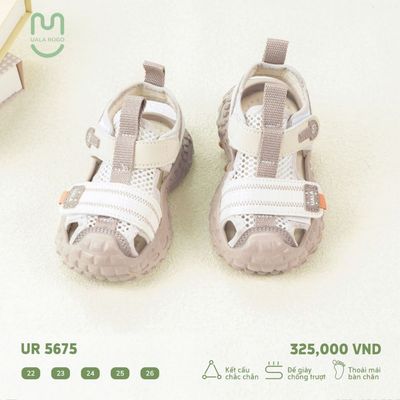 Dép bé trai bé gái Ualarogo Sandal quai dán xăng đan đế cao su chống trượt bảo vệ bàn chân Khaki 5675