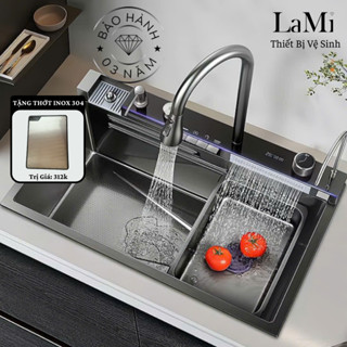 Chậu Rửa Chén 1 Hộc 5 phím Cao Cấp, Bồn Rửa Chất Liệu Inox 304 Phủ Nano Bền Đẹp Đa Chức Năng Lami